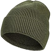 M/L/XL/XXL Merino Wool Beanie for Men, Plus Size Warm Knit Hat with Fold-Up Cuff, Soft Ski Skull Cap for Big Heads