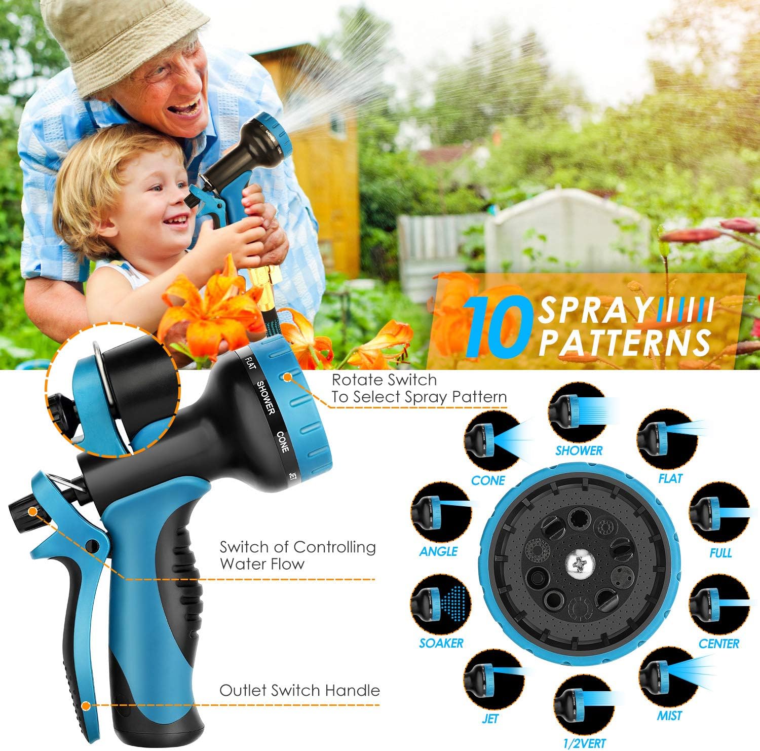 KETTOYA 100FT Expandable Garden Hose, Flexible Water Hose with 10-Pattern Spray Nozzle - Image 3