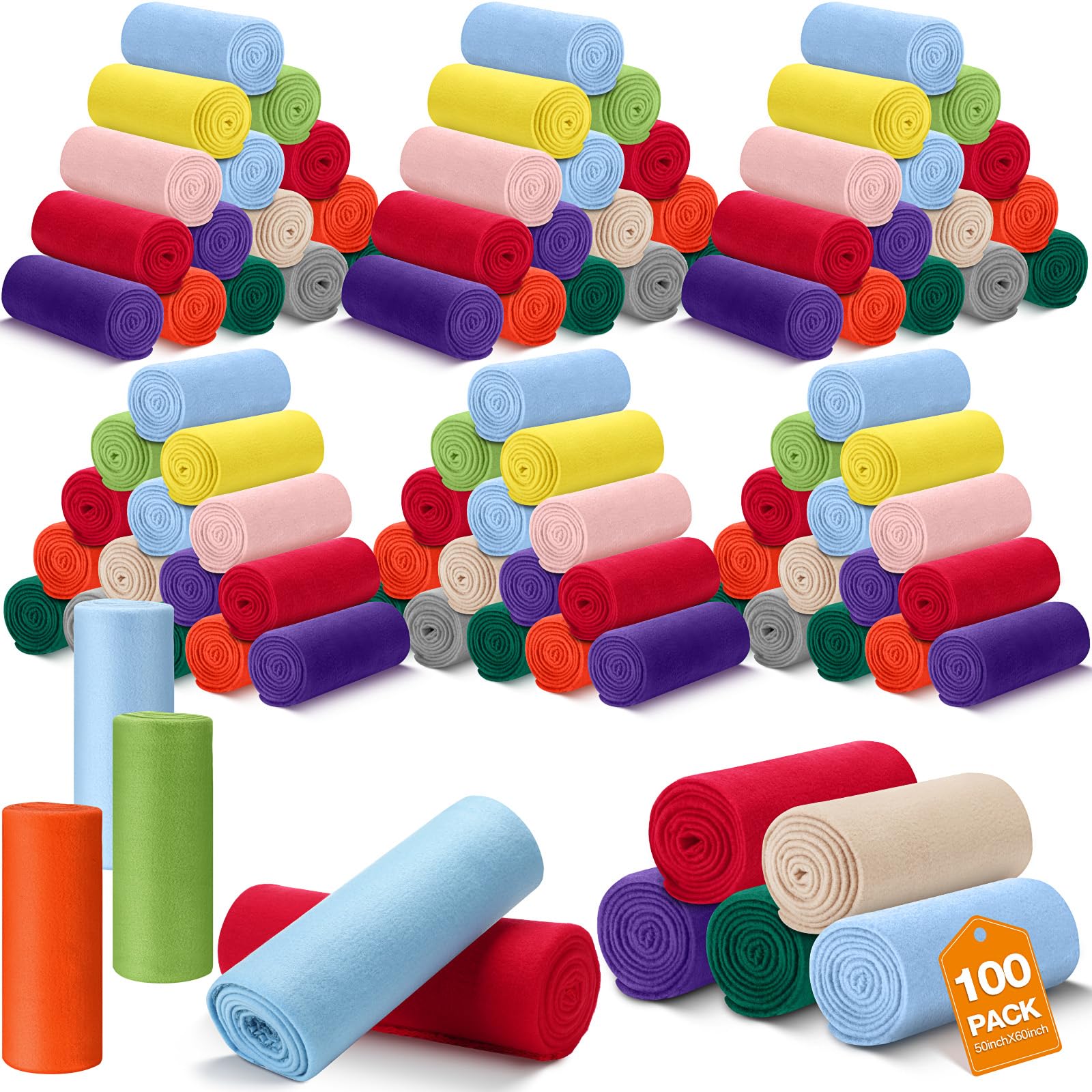 Photo 1 of VitalCozy 100 Pack Fleece Throw Blankets Bulk 50 x 60 Inch Soft Plush Fluffy Cozy Blankets for Bed Sofa Home Office Wedding Gifts Operation Christmas Items Homeless Donation (Multi Color)