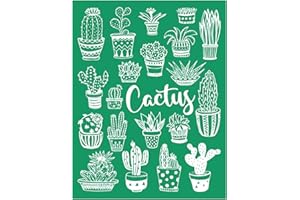 DGAGA Cactus Self-Adhesive Silk Screen Printing Stencils,Plants Pattern Reusable Screen Stencil for Crafts potting Screen Printing Mesh Stencils Painting on Wood T-Shirt,Cup,Pillow Fabric