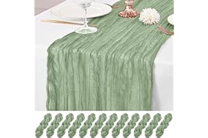 Lumaycens 12 Pack Sage Green Table Runner 10Ft Long Cheesecloth Table Runner Rustic Gauze Table Runner Romantic Sage Sheer Fabric Cheese Cloth Table Runner for Wedding Party Bridal Baby Shower