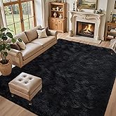 5x7 Black Area Rugs for Living Room, Large Fluffy Shag Bedroom Rugs Non-Slip, Ultra Soft Plush Carpet for Nursery Kids PlayRoom Dorm Office Indoor Modern Carpets