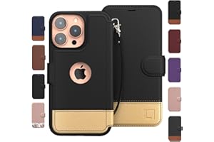 LUPA LEGACY iPhone 16 Pro Wallet Case for Women and Men, Slim & Protective, Credit Card Holder, Shockproof PU Leather Folio Cover Compatible with Apple iPhone 16 Pro (6.3") Golden Dusk [Included Wristlet]