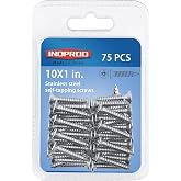 INDPROD #10 &times; 1" Flat Head Phillips Wood Screw, Stainless Steel 304 (18-8), Self Tapping, Countersunk Head Sheet Metal Screws, 10 &times; 1-Inch, 75Pcs