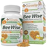 Dr. Danielle's Bee Wise - Bee Pollen Supplement - Bee Well with Royal Jelly, Propolis, Beepollen in 4 Daily Bee Pollen Capsul