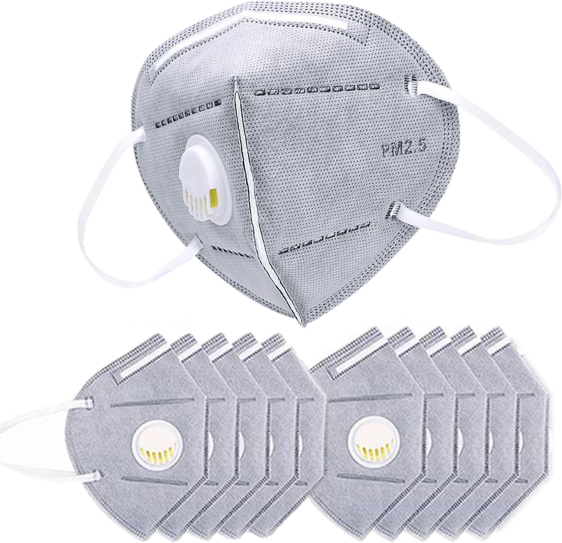 iSweven PM 2.5 Anti Dust Pollution Mask Face Mask Foldable Non Woven (Pack of 10, Grey)