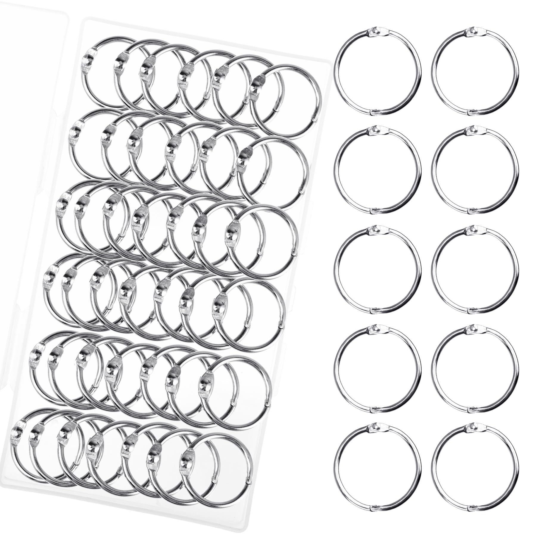 HAUTOCO 50 Pcs Binder Rings, 25mm/1 Inch Loose Leaf Binder Rings Nickel Plating, Small Metal Rings Book Rings Binding Rings for Papers Index Cards Flashcards Key Rings, Office, School, Home