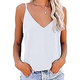 OMSJ Women's Spaghetti Strap Tank Tops V Neck Sleeveless Summer Loose Fit Shirts
