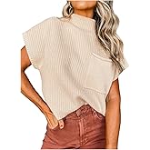 Verdusa Women's Mock Neck Dolman Short Sleeve Sweater Lightweight Loose Knitted Pullovers
