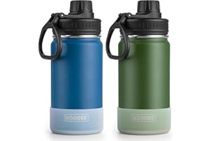koodee Water Bottle 2 Pack-12 oz Stainless Steel Vacuum Insulated Sports Water Bottle for School with Leakproof Spout Lid
