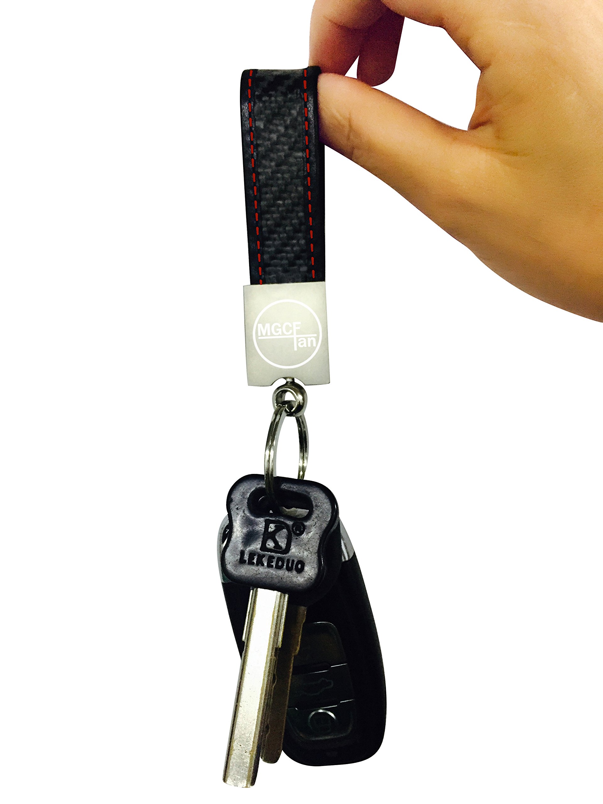Real Carbon Fiber Keychain Elegant, MGCFTan Timeless,Key chain Red