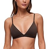 CRZ YOGA Softhold Double Lined Triangle Bralette - Womens Adjustable Straps Wireless Cami Plunge T-Shirt Everyday Bra Comfy