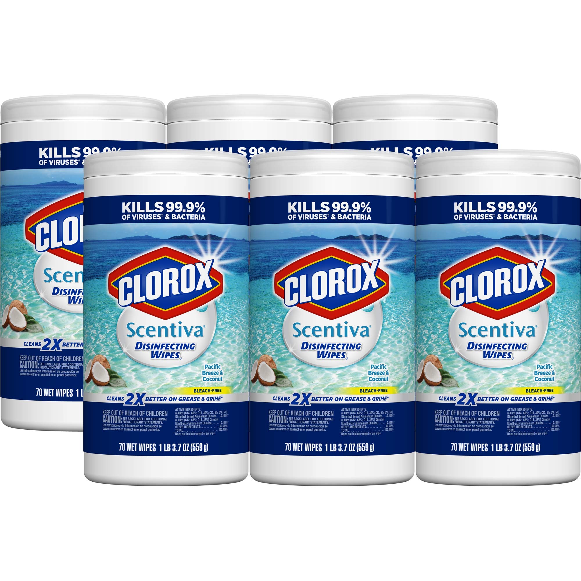 Clorox Scentiva Disinfecting Wipes, Pacific Breeze and Coconut 70 Wipes 6 eBay