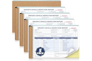 5 Pcs Driver Vehicle Inspection Log 31 Sets Ever Pack Vehicle Inspection Report Book with Numbered Carbonless Duplicates 5.5 