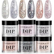 Amazon.com: AZUREBEAUTY Dip Powder Nail Set, Silver Pink Black ...