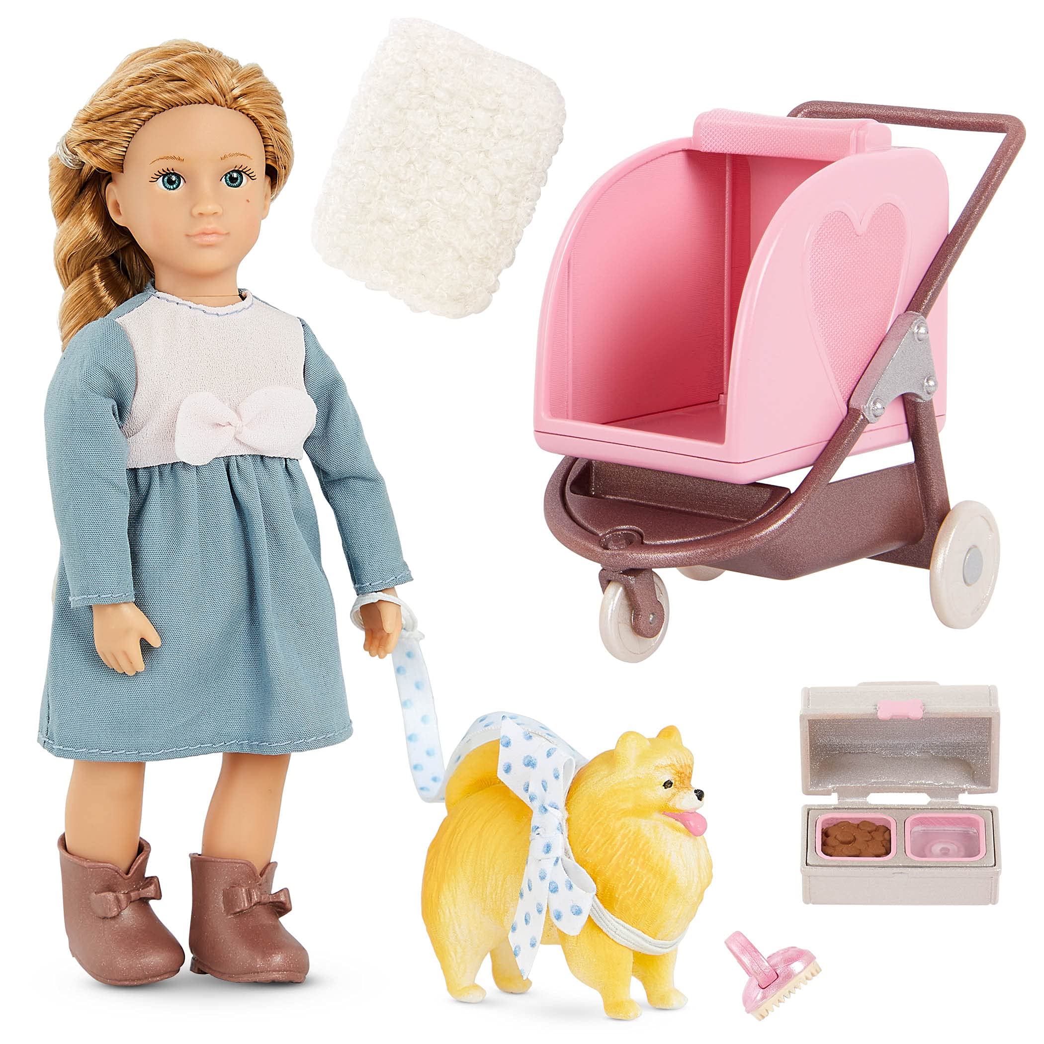 Lori – Siena’s Puppy Stroller Set – Mini Doll & Dog Set – Pet Stroller & Accessories – 6-Inch Doll with Puppy – Playset for Kids – 3+ Years