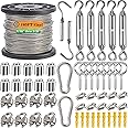1/16" Wire Rope Kit,304 Stainless Steel Wire Cable 7x7 Strand Core 165ft Vinyl Coated Aircraft Cable with Turnbuckle Wire Ten