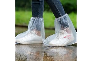 THLVOEK 10 Pairs Waterproof Shoe Covers for Rain - Disposable Plastic Rain Shoe Covers - Non-Slip Indoor Outdoor Rain Cover for Shoes,Plastic Overshoes for Men Women -Water Proof Boot Protector – Clear-L