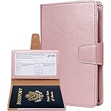 Teskyer Passport Holder and Vaccine Card Holder, Fit for 4 x 3" Vaccine Card, Leather Passport Wallet Cover and Vaccine Card 