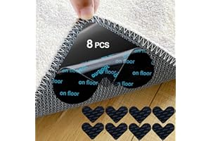Hevanky Rug Gripper, 8 Pcs Double Sided Non-Slip Rug Pads, Reusable Washable Grippers for Rugs, Rug Tape Stickers for Hardwood Floors, Carpets, Floor Mats, Wall (Black)