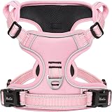 HEELE Dog Harness No Pull Reflective with Padded Handle M Pink 2 Rings