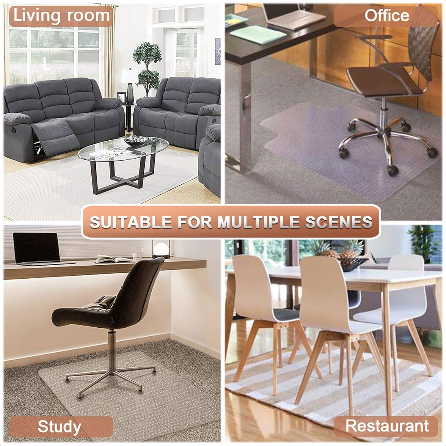 Chair-Mat-with-Lip, Desk-Chair-Mat, Chair-Mat-for-Carpet, YOUKADA Heavy Duty Chair Mat, Desk Chair Mat with Lip for All Carpets, 86 x 109 cm/34 x 43 inches : Office Products