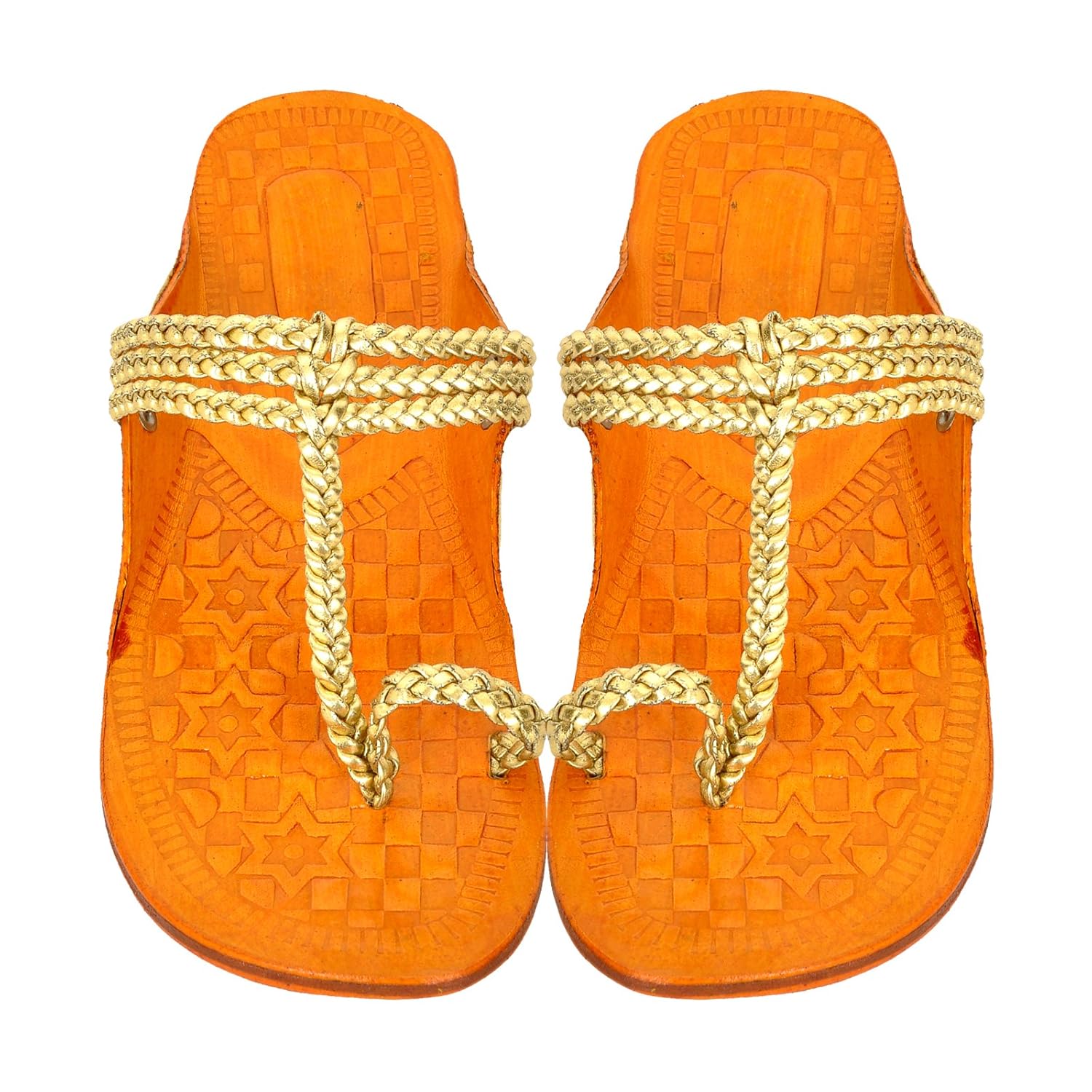 altek stylish women leather kolhapuri chaapls (1368_gold)