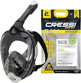Cressi Bali Full Face Snorkel Mask Panoramic Dry-Top Set Adults Black Grey L-XL view 1