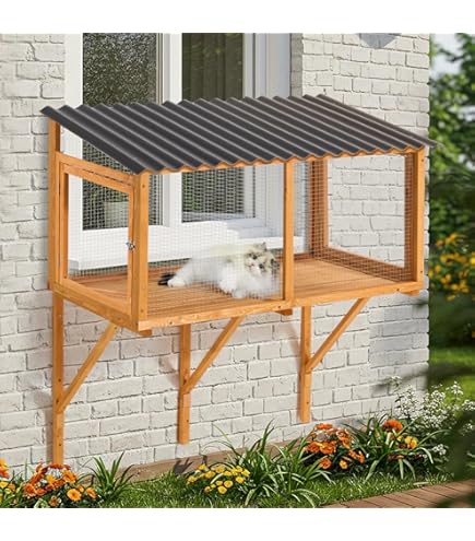Cage Cat Window Patio Diy Coziwow Large Wooden Catio Outdoor Cat - Main Image