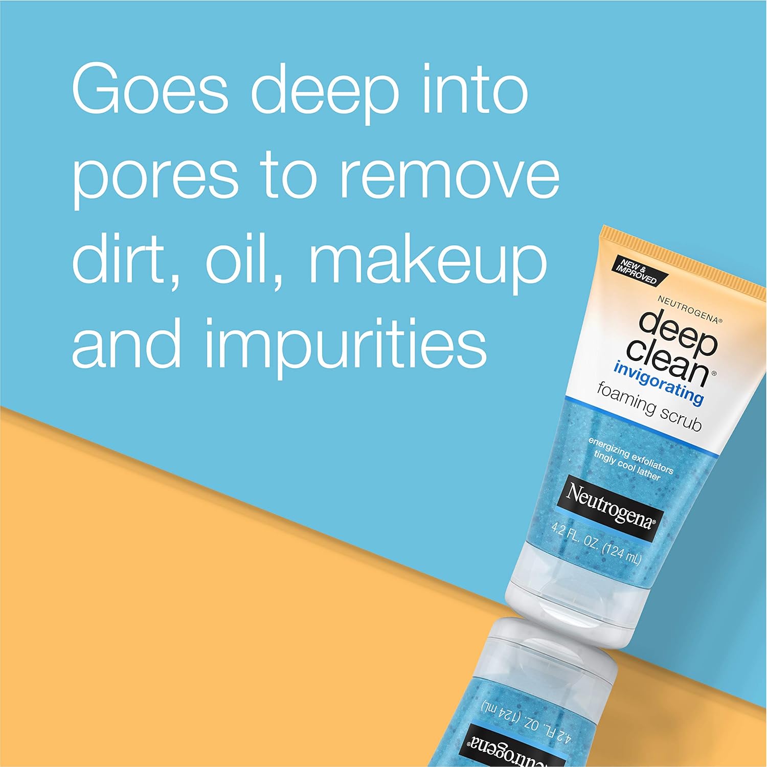 Neutrogena Deep Clean Invigorating Foaming Facial Scrub with Glycerin, Cooling & Exfoliating Gel Face Wash to Remove Dirt, Oil & Makeup, 4.2 fl. oz: Beauty