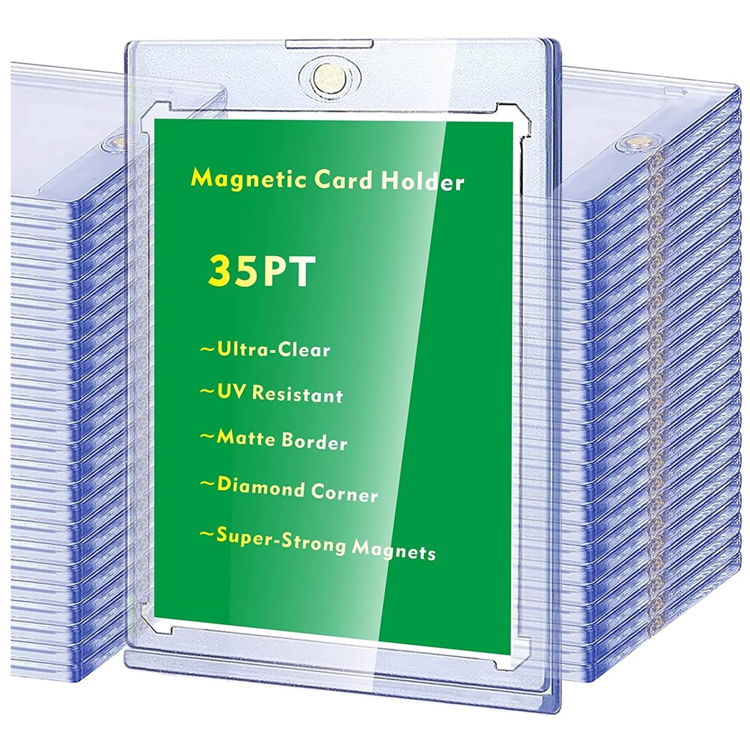 Magnetic Card Holder 35 PT Trading Cards Protectors Clear Acrylic Cards Protectors for Baseball Football Sports Card Trading Cards Game Card Storage and Display (10pcs)