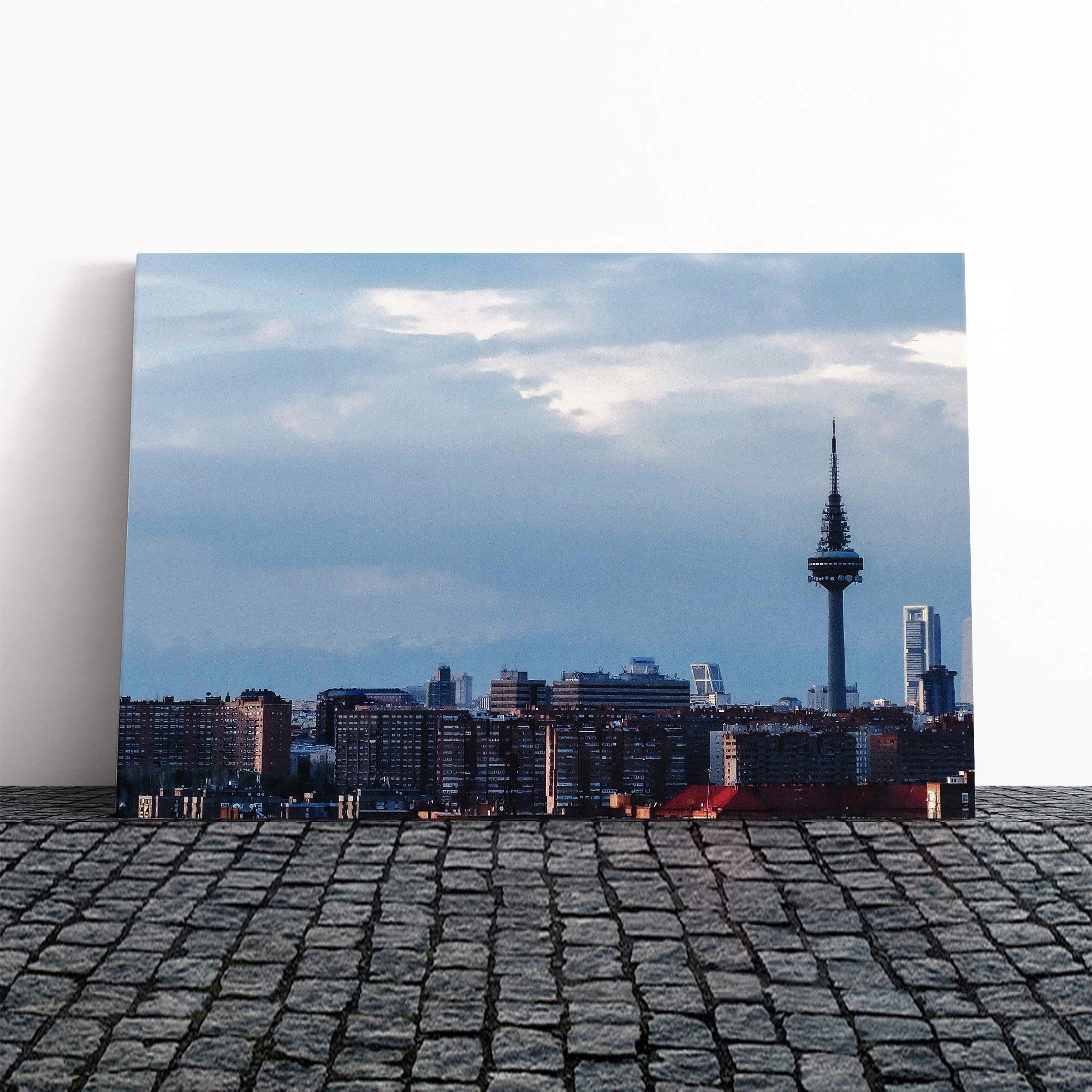 Madrid Spain Skyline Canvas Print | Gallery Wrapped 30mm Frame Wall Art | 20x14 inches | Ready to Hang | Modern Cityscape Picture | Living Room Bedroom Lounge Office