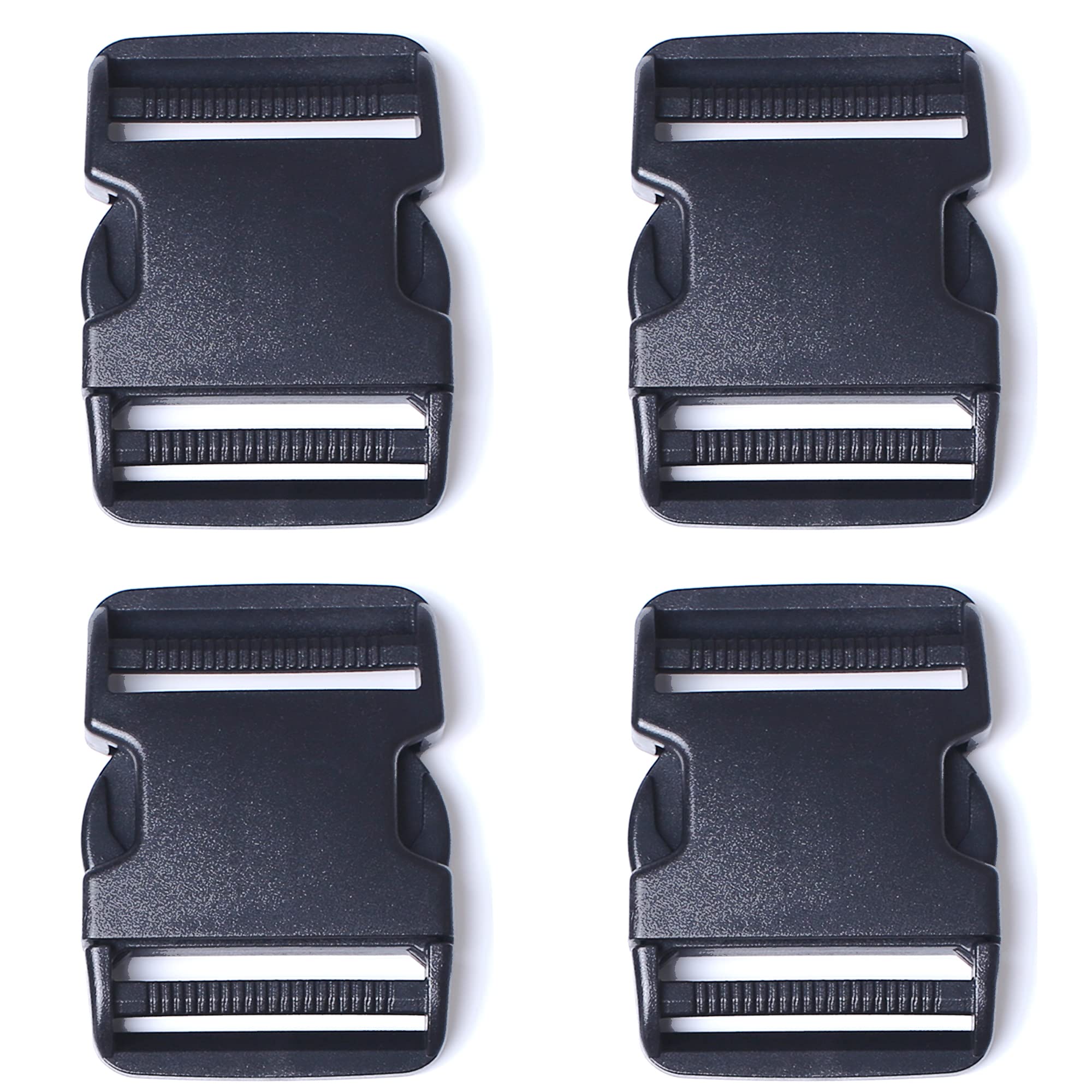 AXEN 4PCS Plastic Buckle, Dual Adjustable Side Quick Release Buckle for Bracelets Backpack Tactical Bag and Gear (50mm/2in)