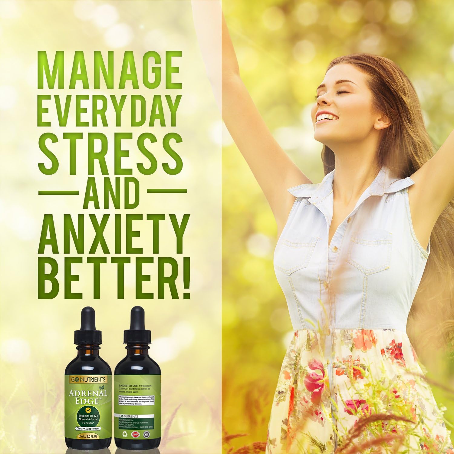 Adrenal Edge - Adrenal Fatigue Supplement & Cortisol Manager - Support Formula Contains Adaptogen Herbs to Help Manage Stress, Increase Energy, and Maintain Healthy Weight - 2 oz: Health & Personal Care
