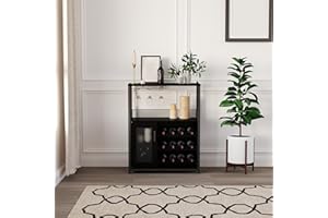 GAOMON Wine Bar Cabinet with Wine Rack, Glass Cabinet Design, Mini Bar Function. 36 Inch Tall Liquor Cabinet Open Adjustable 