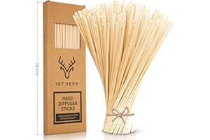 1st Deer Reed Diffuser Sticks – 100 pcs of Natural Rattan Essential Oil Aroma Refill Wood Sticks for Spa, Fragrance, Aromatherapy (24 cm x 3 mm)