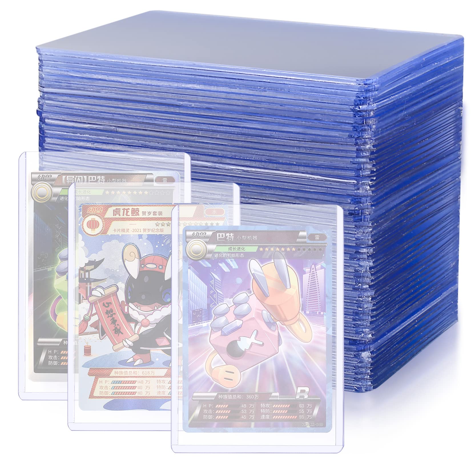 50 Pcs Clear Card Sleeves, Standard Top Loaders, 76x101mm Card Protectors Holders, Trading Card Sleeves Deck Protectors Compatible with Sports Game MTG Yugioh Cards