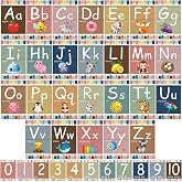 Adduster Bulletin Board Letters - ABC Alphabet Poster Classroom Decor Set | Preschool English Poster Kindergarten/Primary School Classroom Wall Decor Daycare/Homeschool Supplies(Boho-cartoon pattern)