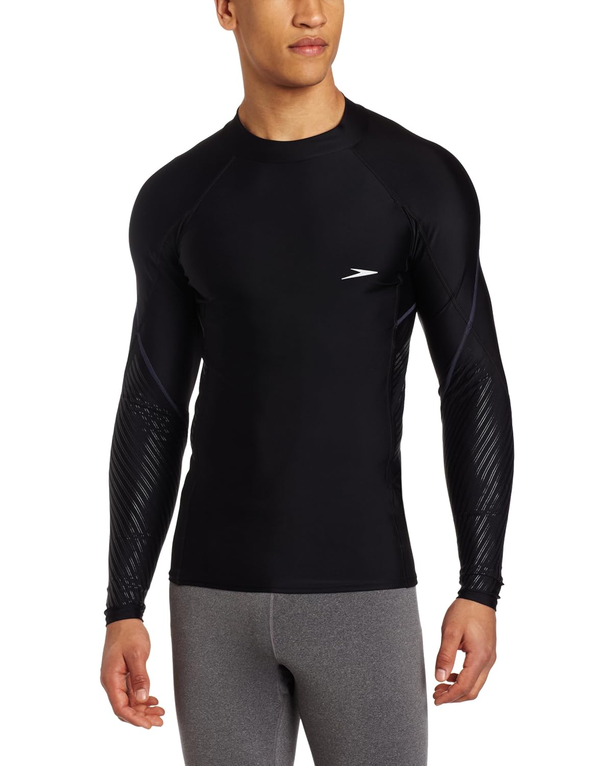 Speedo Men's UPF 50+ Fitness Long Sleeve Rashguard, Black