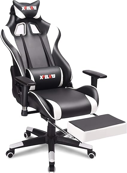 Xpelkys Chaise Gamer Avec Repose Pieds Fauteuil De Bureau Inclinable Accoudoirs 3d Siege Ergonomique Pivotant Avec Oreiller Cou Coussin Lombaire Dossier Haut Charge 150 Kg Amazon Fr Cuisine Maison