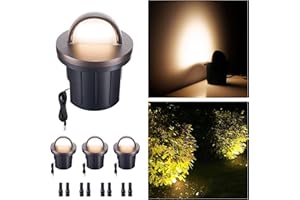 Varmtalys LED Well Light, In Ground Landscape Lights Low Voltage Outdoor, 12V IP67 Waterproof, No Glare Wired Aluminum ORB for Path Tree Fence 6W 420LM 4 Pack