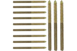 Zorveiio 12 Pack 1/4-20 x 3-1/2 Inch Hanger Bolts, Double Headed Bolts Wood Dowel Screw, Self-Tapping Screw for Furniture/Wood Joint