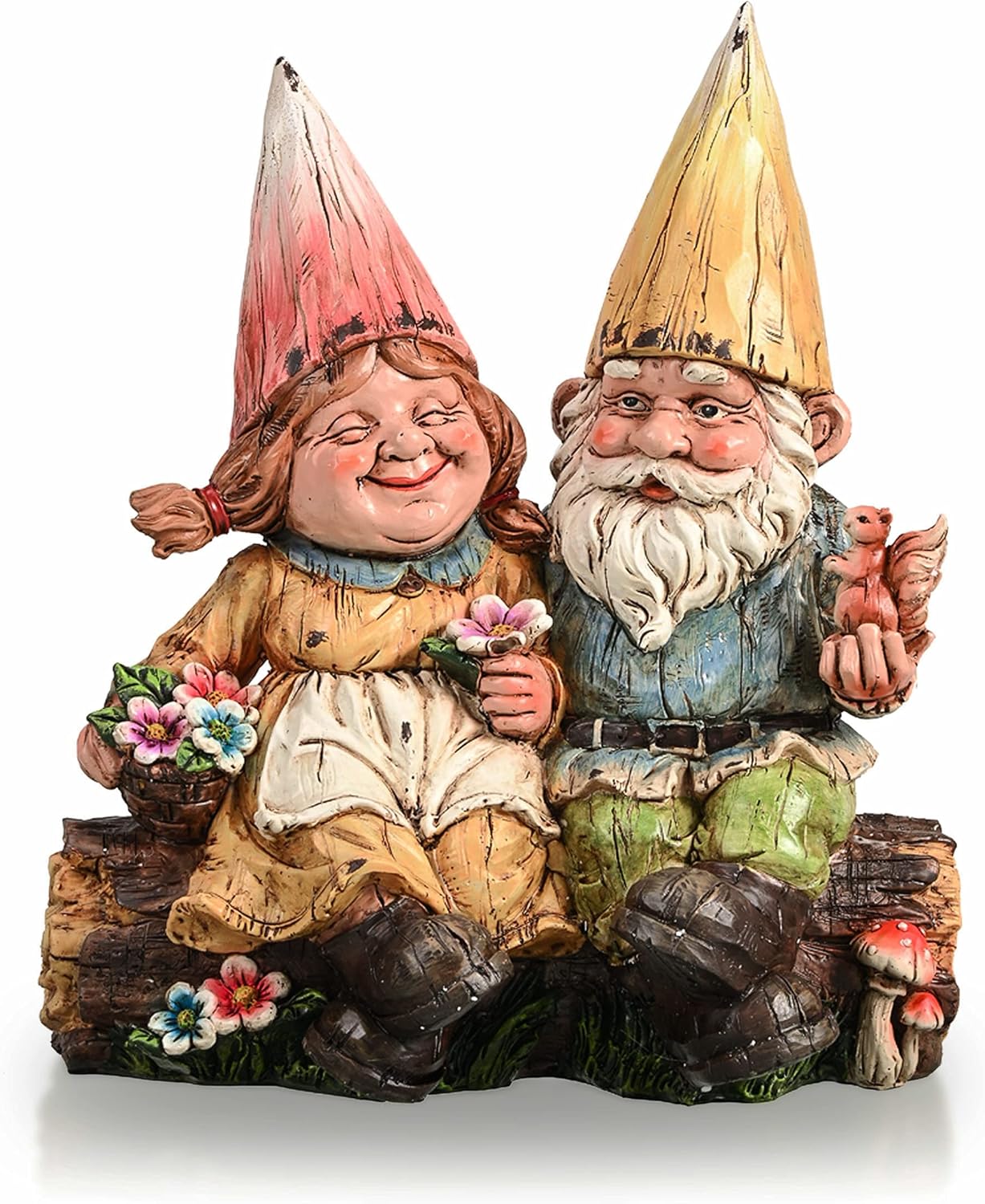 TERESA'S COLLECTIONS Couple Gnome Garden Statue, Adorable Lovers Romantic Gnomes Garden Decorations, Indoor and Outdoor Figurines Ornaments Patio Lawn Yard Home Decor ( 10.2 Inch Tall)