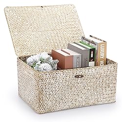 Hipiwe Wicker Woven Baskets Bin with Lid Natural