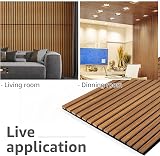 Art3d 4 Pack Acoustic Wood Slat Wall Panels Teak 2.88㎡ 3D Decor Ceiling Wall view 3
