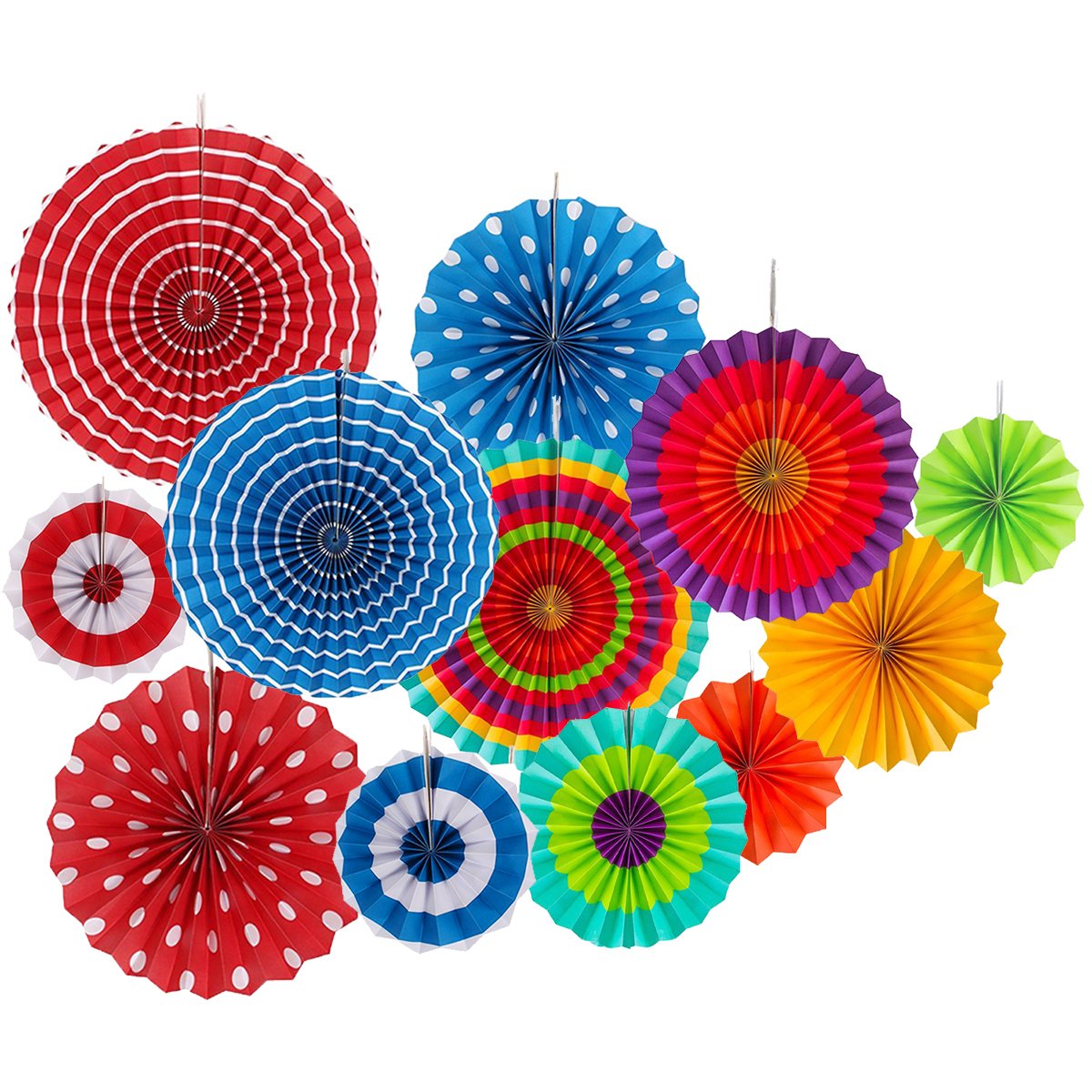 Paper Fan Decoration Set of 12 for Wedding Birthday And Various Parties Colorful Fan Party Decor