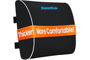 SweetSlubr Lumbar Support Pillow for Office Chair & Car Seat, Ergonomic Memory Foam Back Support for Lower Back Pain Relief, Double Adjustable Straps, Breathable Washable Cover, Black