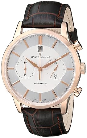 Claude Bernard Mens 08001 37R AIR Classic Automatic Chronograph Analog Display Swiss Automatic Brown Watch