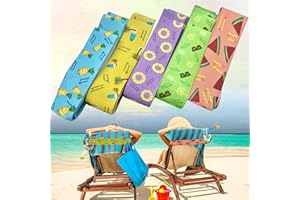 5 Pack Beach Towel Bands for Chairs, Elastic Windproof Towel Holders Clips, 30cm Tropical Print Towel Straps, 5 Mixed Colors 