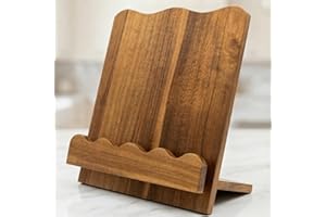 Beautiful Wooden Cookbook Stand for Your Kitchen Counter – Solid Wood Scalloped Book Holder Keeps Cookbooks & Tablets Open, S